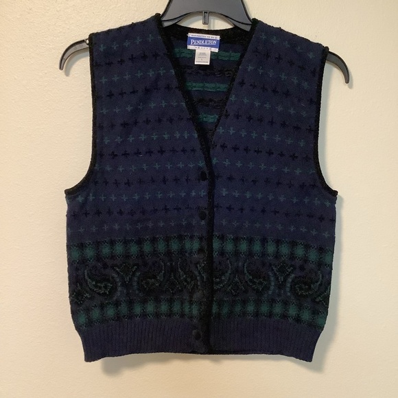 Pendleton Sweaters - Pendleton vintage Women’s petite large Y2K 90’s wool blend cardigan vest preppy